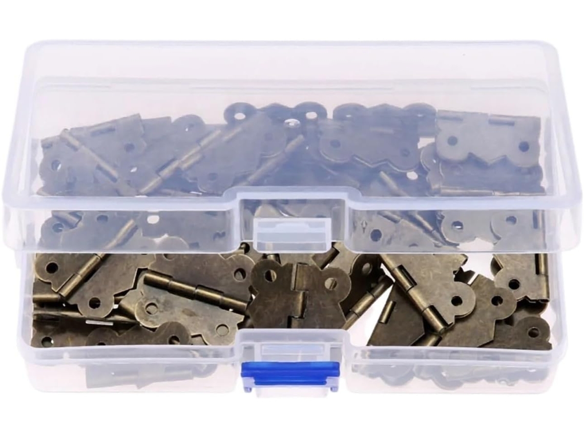 60 Dobradiças De Bronze Antigo (1 Caixa) + 240 Parafusos Ferro Para