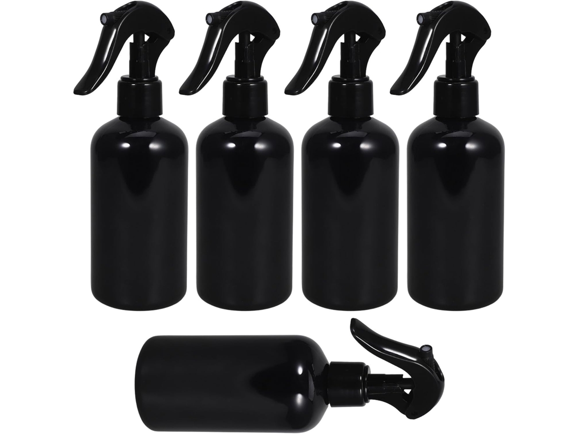Conjunto De 5 Frascos Spray Com Bomba De Plástico Preto
