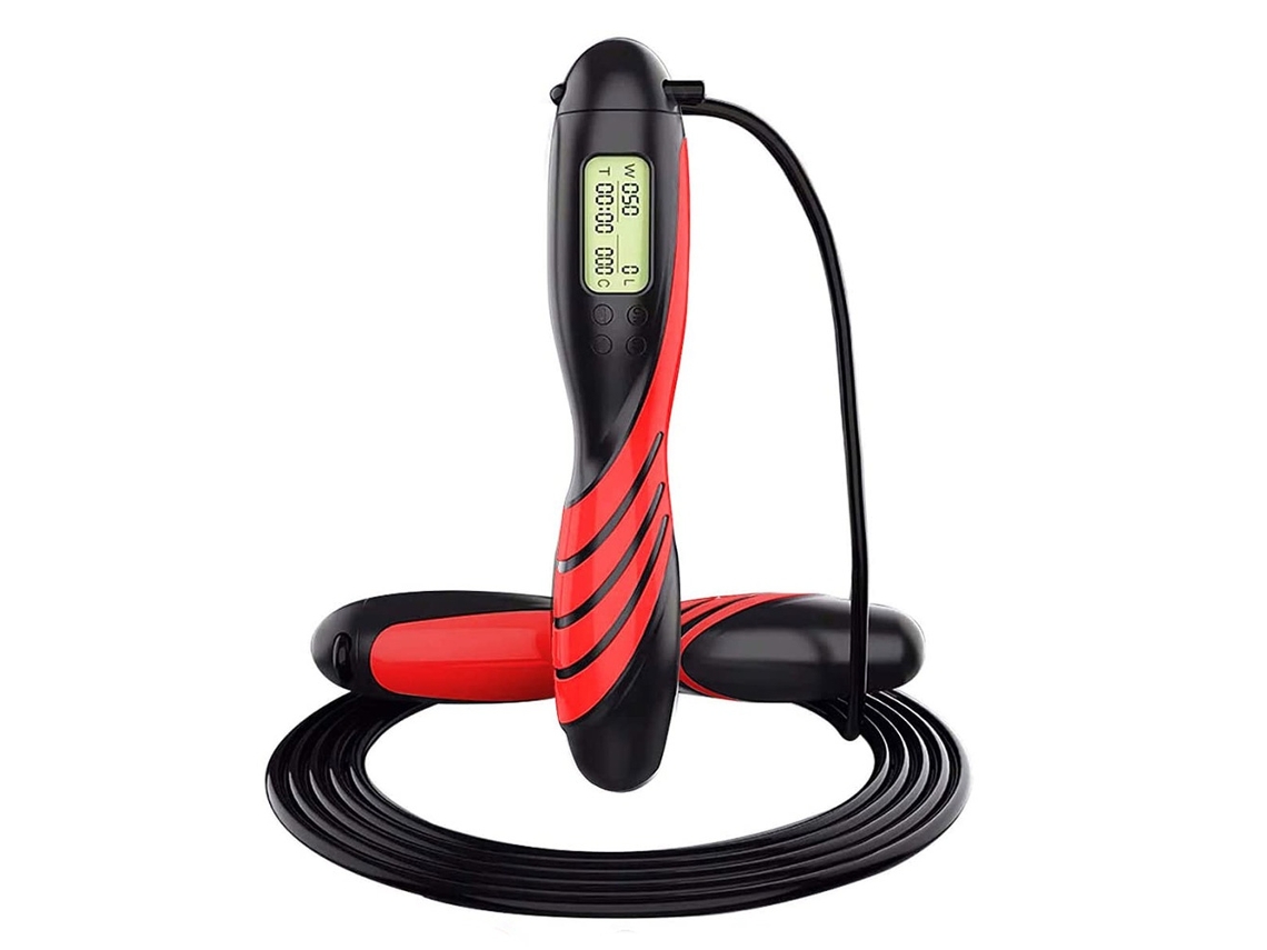 Lurelia Corda De Saltar Ajustável Com Contador, Para Treino, Abs, Preto / Branco / Vermelho, M