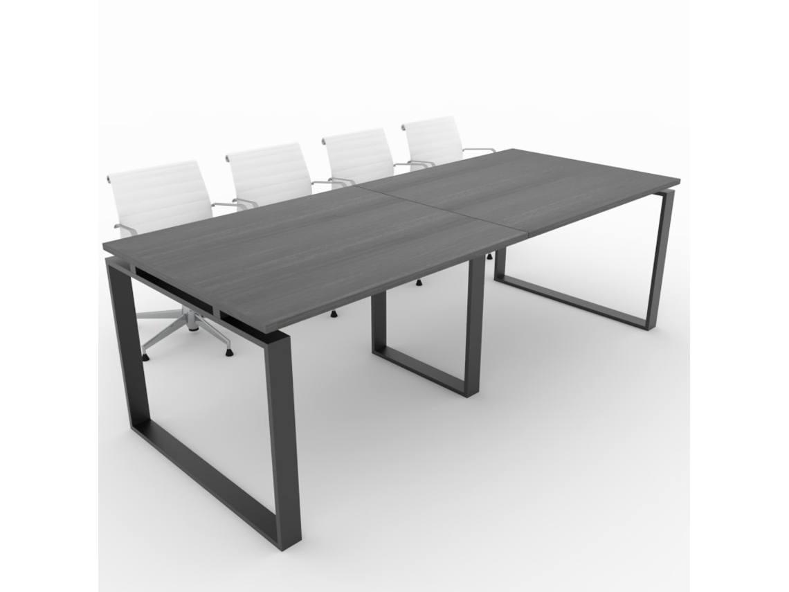 Mesa de Reunião de Casa e de Escritório. Estrutura Fechada Cor Preto Tampo de Mesa em Melamina Carvalho Ébano 240X100. Fabricada em Espanha. OFICIT