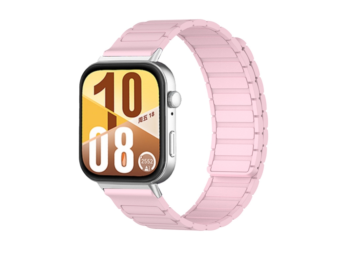 Pulseira magnética de silicone para Huawei Fit 5, estilo industrial bicolor, compatível com Fit 3, 4, 5, 4 Pro e 5 Pro, rosa.