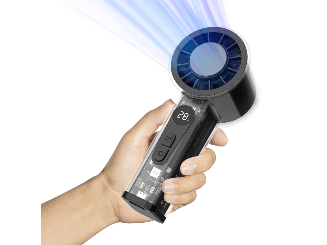 Ventilador De Bolso Tipo Turbinaconcha Transparente 6velocidade Do Ventoledtela 5000mahduração Da Bateria Zeuxo