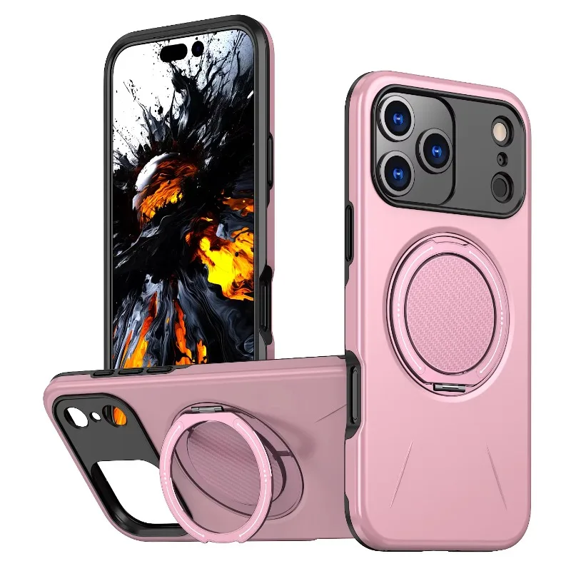 (rosa, Iphone 16) Capa Protetora Com Suporte Magnético Para Carro, À Prova De Choque E Com Carregamento Sem Fio.