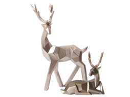 2pcs Estátua de Cervo em Resina Moderna Decorativa para Mesa e Casa Dourado