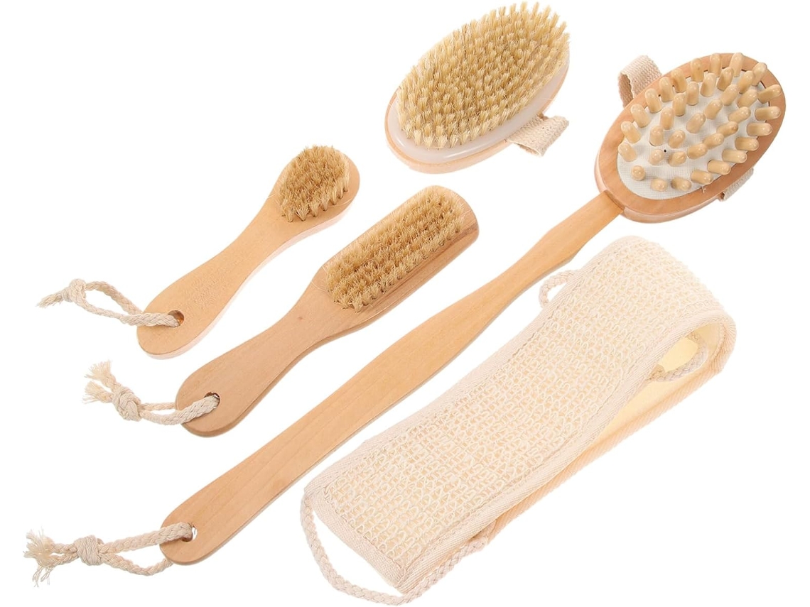 Conjunto De 5 Peças Escovas Esfoliantes Para Banho Beaupretty Escova E Esponja Homens Mulheres, Acessórios Para