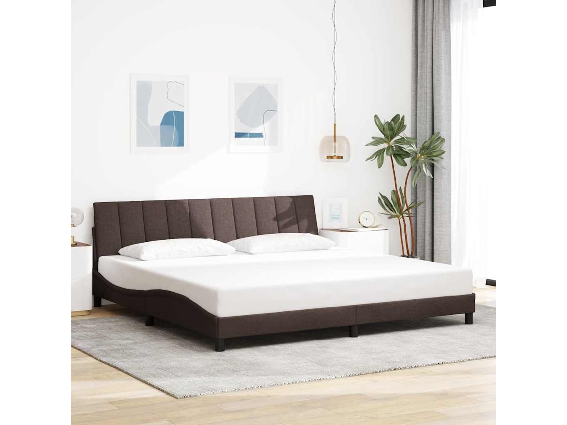 Vidaxl Estrutura De Cama Sem Colchão Hanko 200x200 Cm Tecido Castanho-escuro