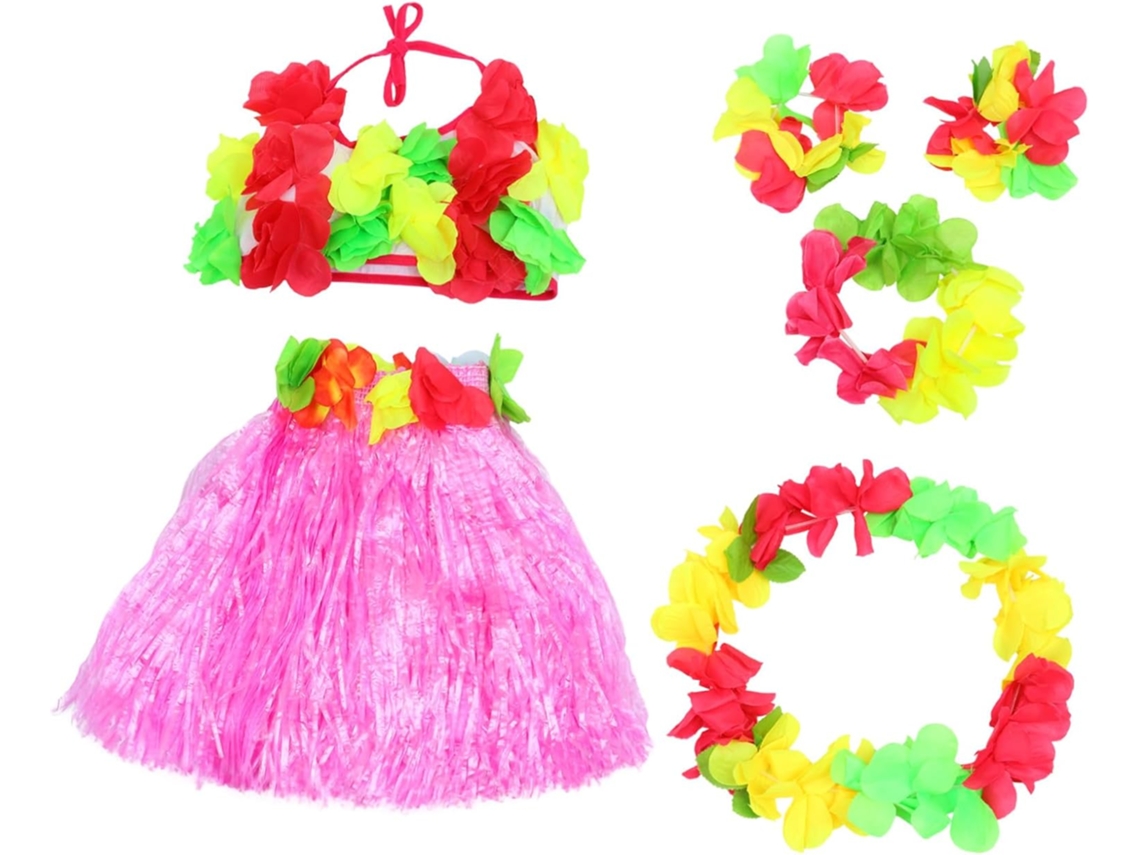 Fantasia Havaiana Para Meninos E Meninas, Saia Rosa Grossa, Roupa Tropical.