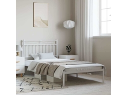 Vidaxl Estrutura De Cama Com Cabeceira 100x200 Cm Metal Branco