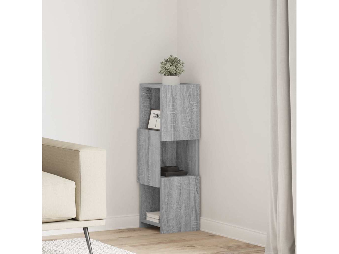 Vidaxl Armário De Canto 25,5x25x80cm Derivados De Madeira Cinza Sonoma