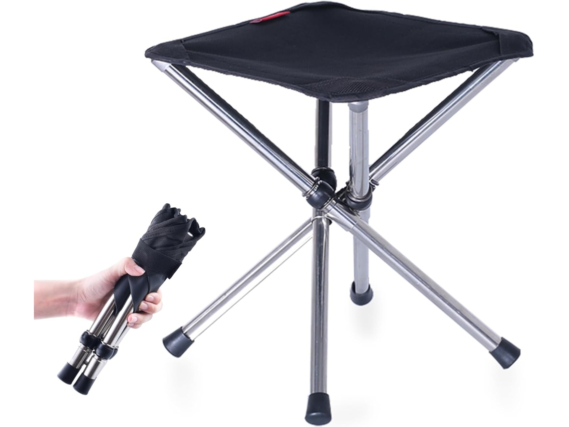 Banqueta Dobrável de 4 Pernas para Camping, Pesca, Churrasco e Uso Interno e Externo AQUAFORGE