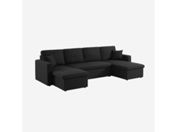 Sofá-cama Em Tecido Com Arrumação, 4 Lugares, Preto