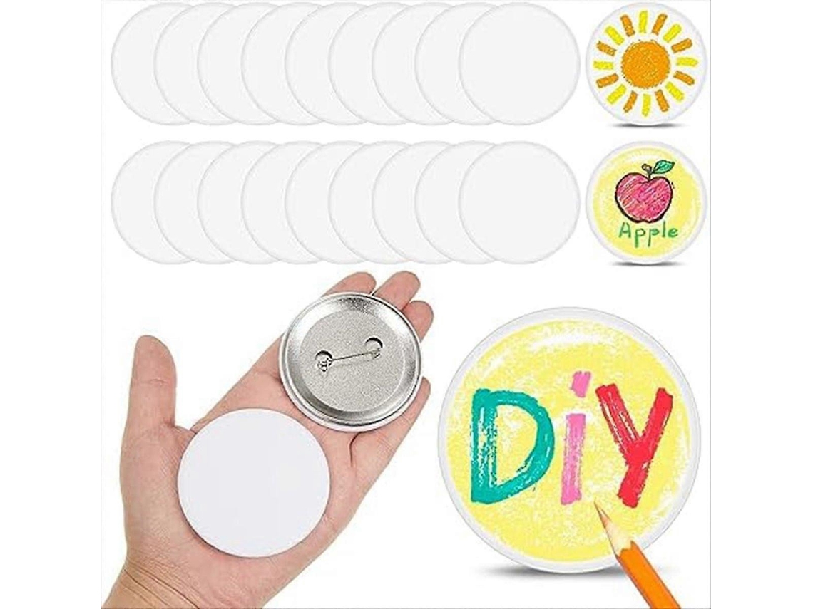 20 Unidades Pinos De Botão Brancos Diy 2,25 Polegadas/58 Mm Botão Vazio Prateado Para Artesanato De Natal