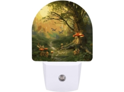Luminária De Parede Quarto, Banheiro, Corredor, Nightlight, Floresta Com Fadas, Borboletas E Elfos, Estampada, Com