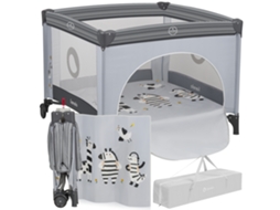 Parque Infantil Cercado De Bebé Lionelo Bonnie Baby - 100x96 Cm - Colchão Confortável - Rodas - Bolsa Para Transporte Cinzento