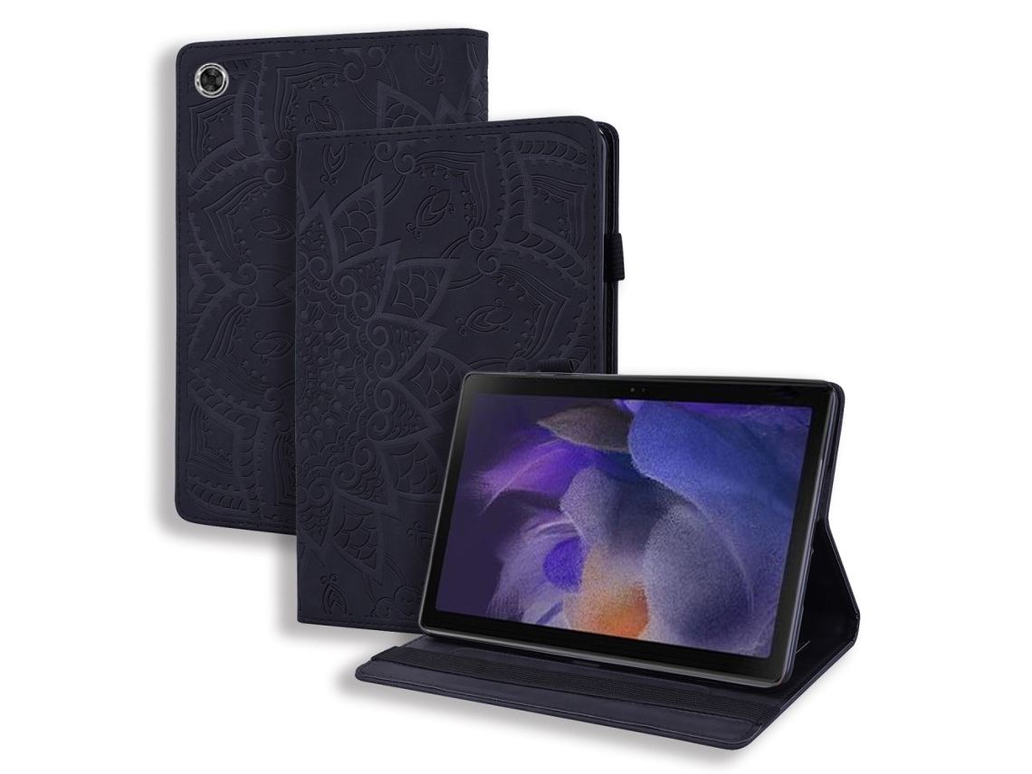 Capa Para Samsung Galaxy Tab A8 10.5 2021 Com Estampa Floral Preta