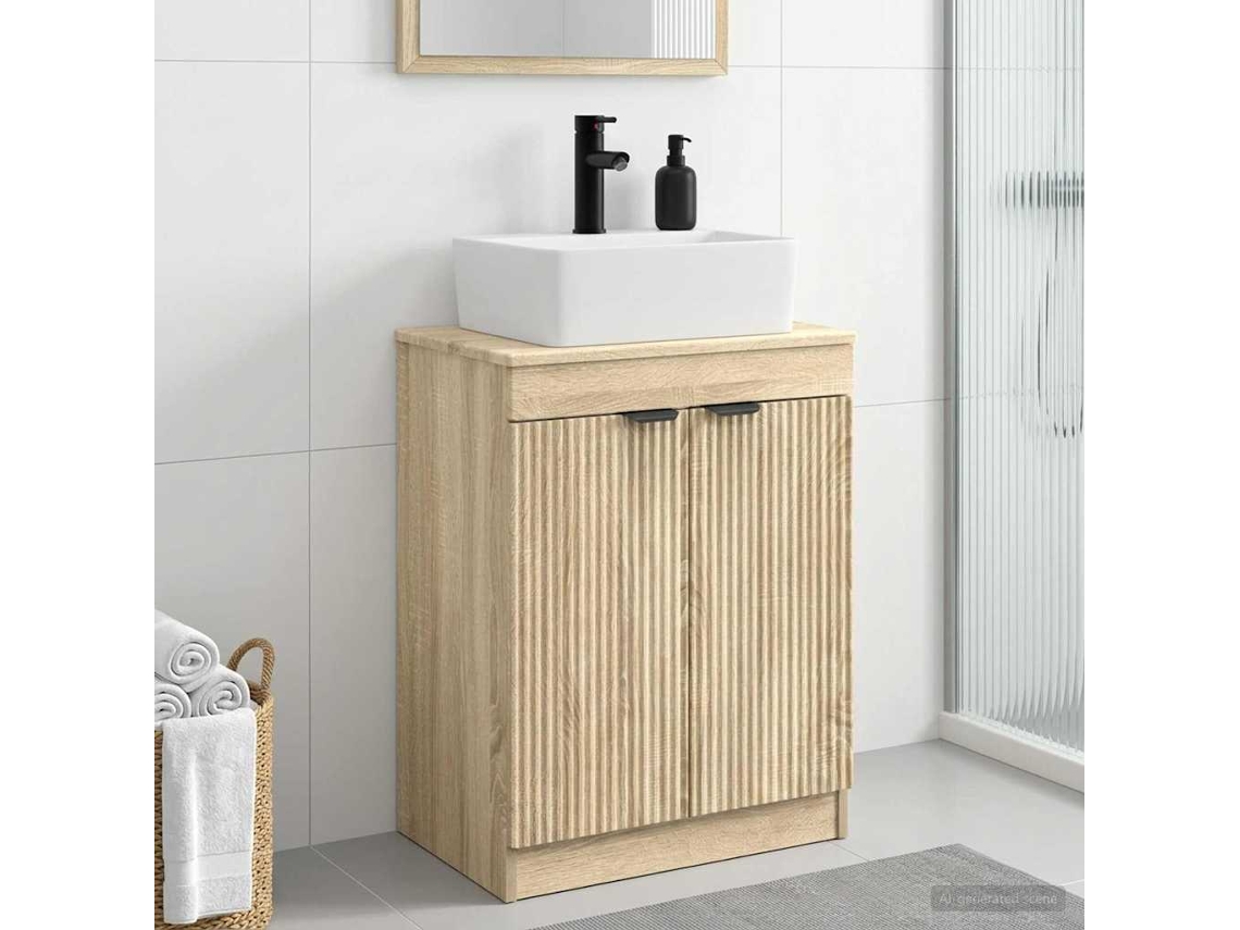 Vidaxl Gabinete De Banheiro Com Pia Carvalho Sonoma 54 X 35 X 83 Cm