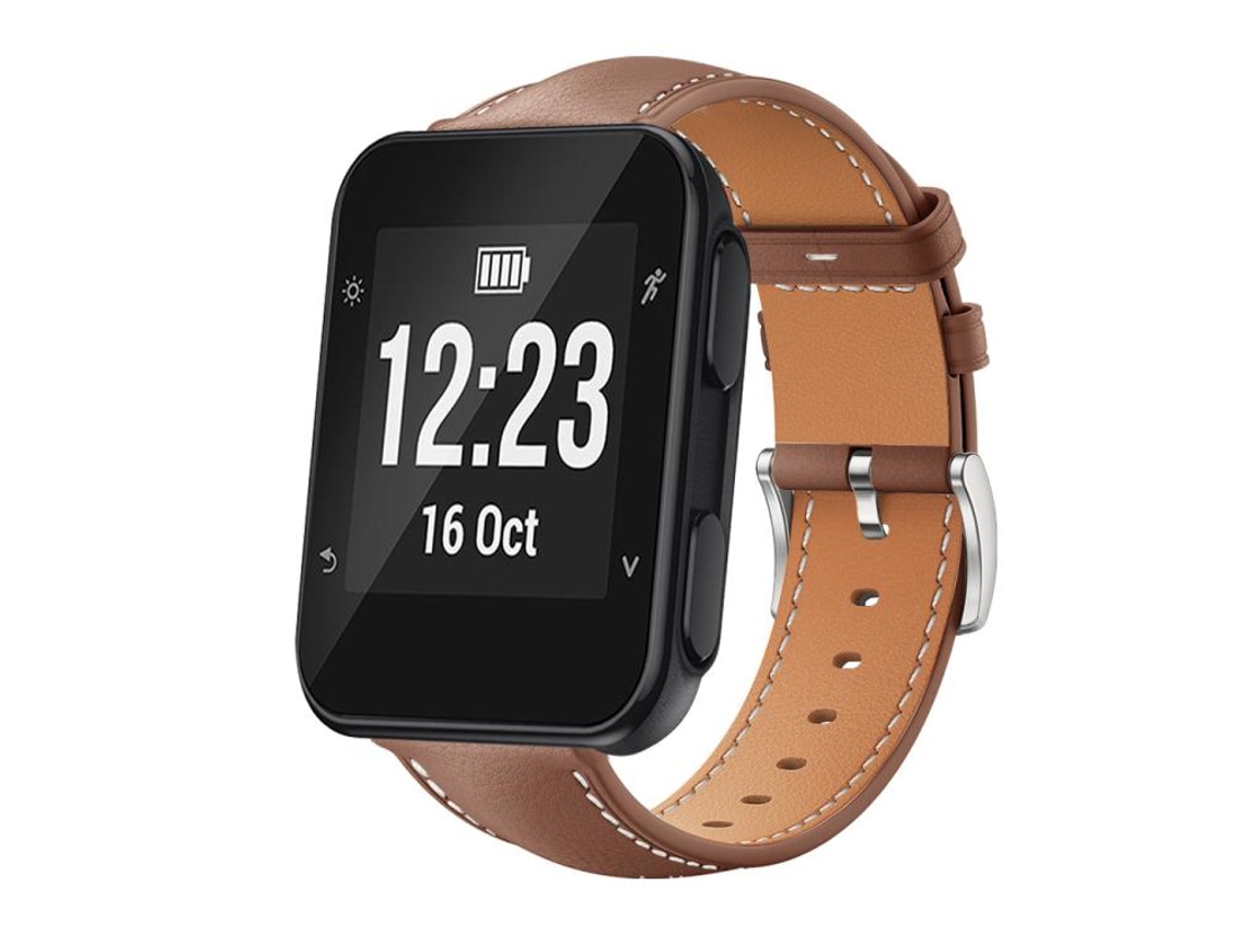 Bracelete para Garmin Forerunner 35 / 30 / 35j couro preto, textura de tubarão, 20mm XIAOMOYU