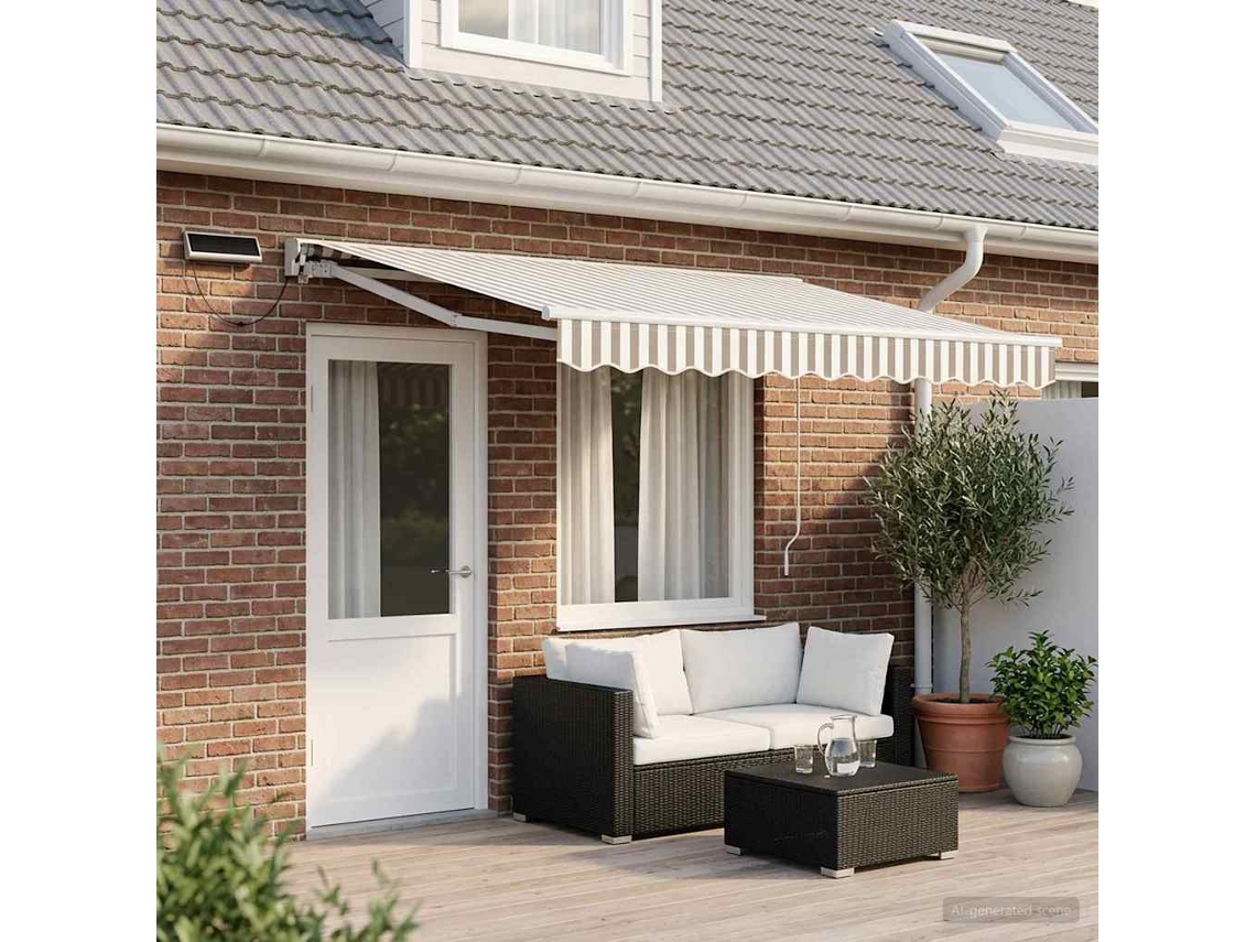 Vidaxl Toldo Retrátil Elétrico Cinza Claro E Branco 5 X 3 M