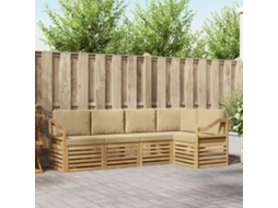 Vidaxl Conjunto De Sofás Para Exterior 5 Unid. Branco E Bege Poliéster
