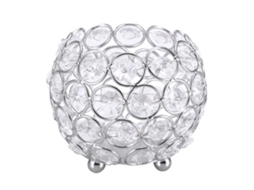 Suporte para Vela de Chá de Cristal Prata | S/MARCA