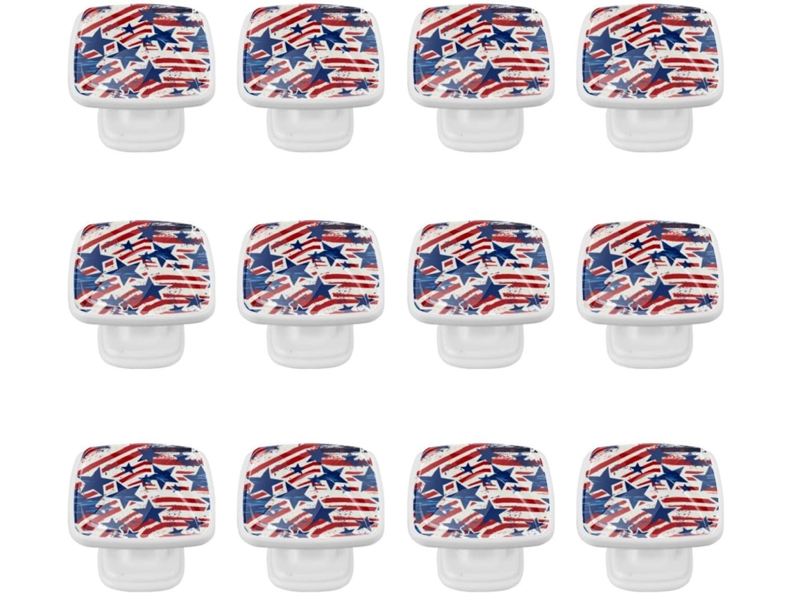 Puxadores Quadrados Para Armários De Cozinha, Puxadores Para Gavetas De Cômoda, 12 Peças, Bandeira Americana 4de Julho