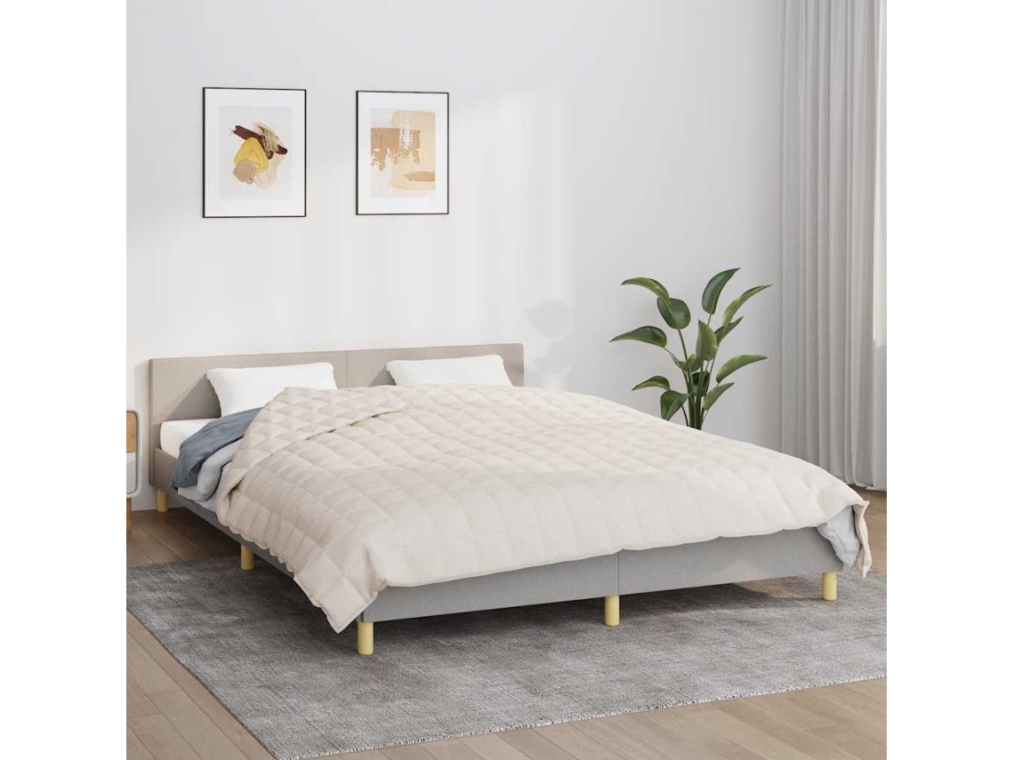 Vidaxl Manta Pesada 9 Kg 200x200 Cm Tecido Creme-claro
