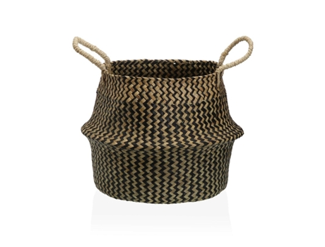 Cesta Decorativa Versa Preto Algas marinhas Ø 28 cm
