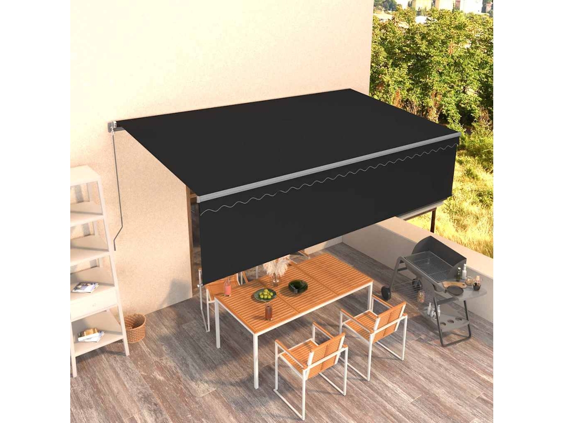 Vidaxl Toldo Retrátil Manual Com Estore 5x3 M Antracite