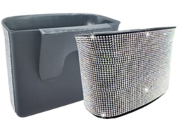 Afvalemmer Auto - Recipiente De Resíduos Suspensão - Lixeira 20 X 14 X 9 Cm - Impermeável - Durável - Estilo Decorativo Com Pedras De Cristal - Lixeir