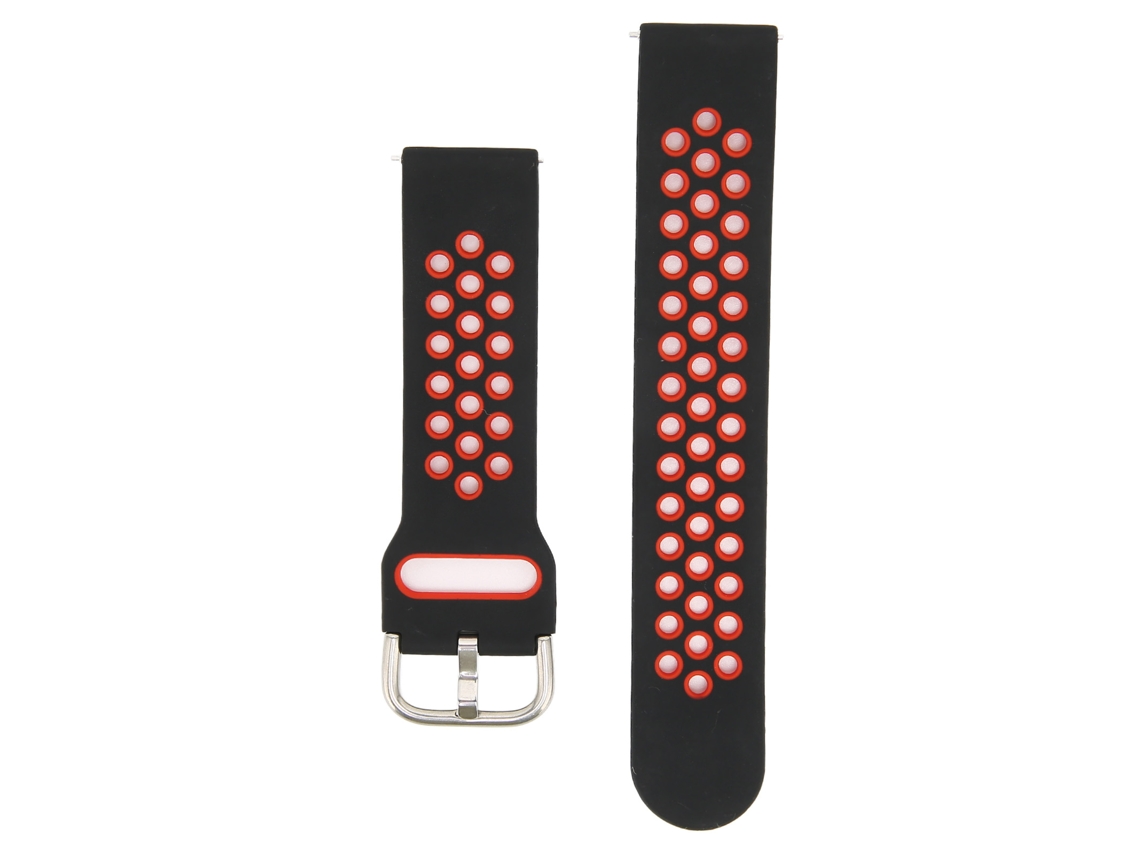 Correa de silicone macio de 20 mm com orifícios para Amazfit GTS 3, GTS 2, Bip S e Bip U, preto e vermelho. | S/MARCA