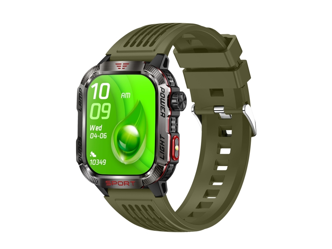 (verde) Smartwatch Robusto Com Tela Ips De 2,01 Polegadas E Luz Detectora De Notas Falsas.
