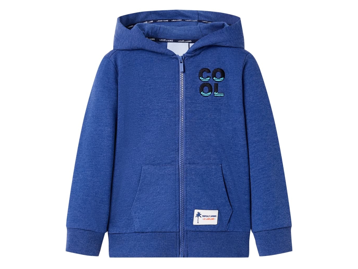 Sweatshirt Para Criança Com Capuz E Fecho Azul-escuro Mesclado 104
