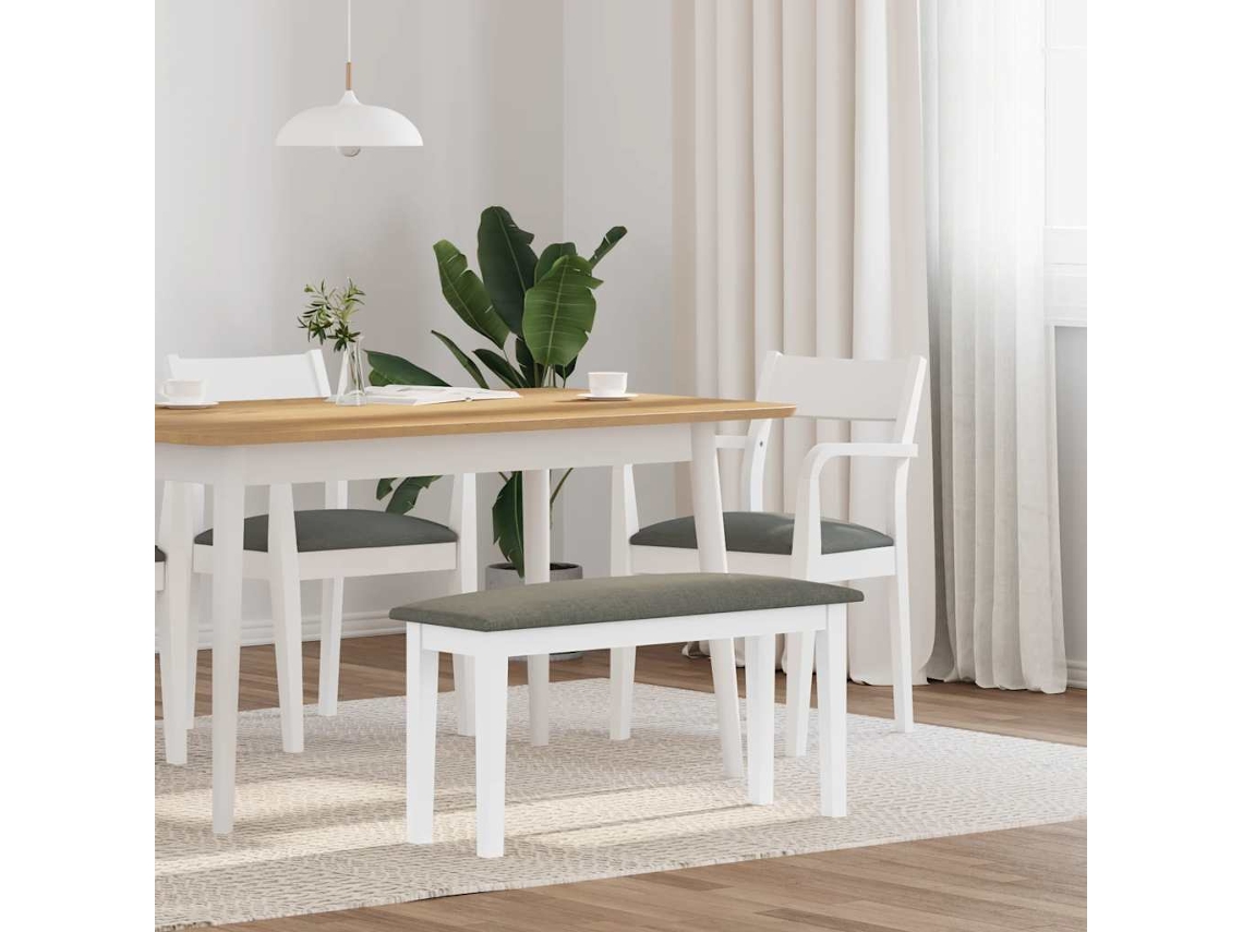 Vidaxl Banco 90 Cm Madeira Seringueira Maciça Branco