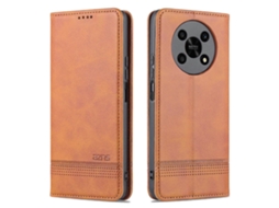 Capa De Celular De Couro Com Textura De Bezerro Magnética Azns Para Honor X30
