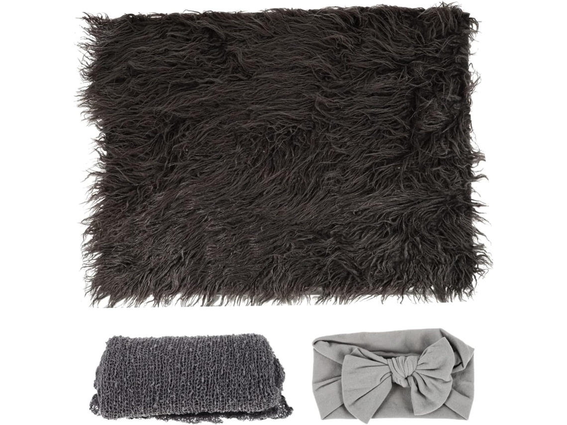 Conjunto de 3 Peças para Fotografia de Bebês: Cueiro, Faixa de Cabelo, Manta e Acessórios. SFUSHOS