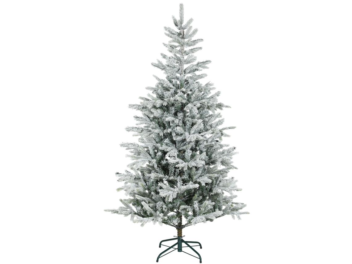 Árvore de Natal Artificial 180cm 1207 Galhos Retardante a Chama Espessa Efeito Realista Nevada Base Metálica Dobrável para Casa Escritório Ge