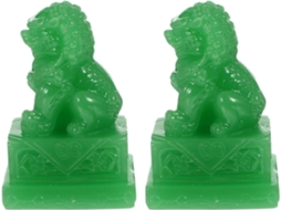 Conjunto 2 Peças Enfeites Design Exclusivo Resina Verde Decoração Miniaturas Escritório Mesa Feng Shui Casa GOKOCO