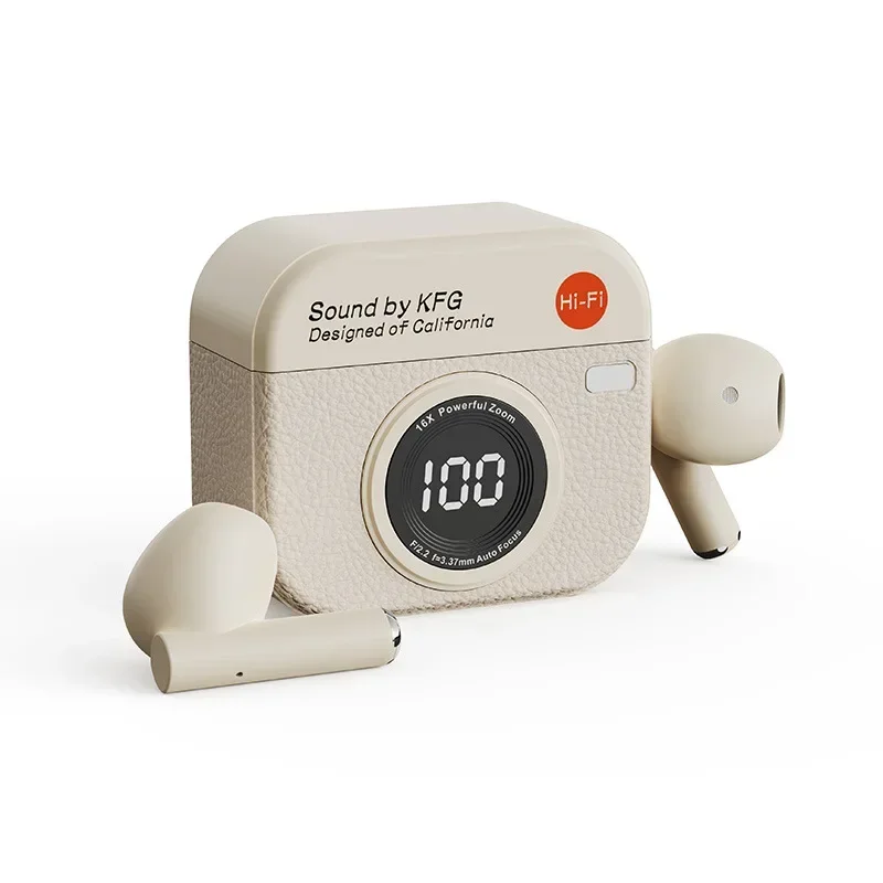 Fones De Ouvido Bluetooth Retrô Com Câmera (cáqui), Som Estéreo Hifi Com Cancelamento De Ruído.