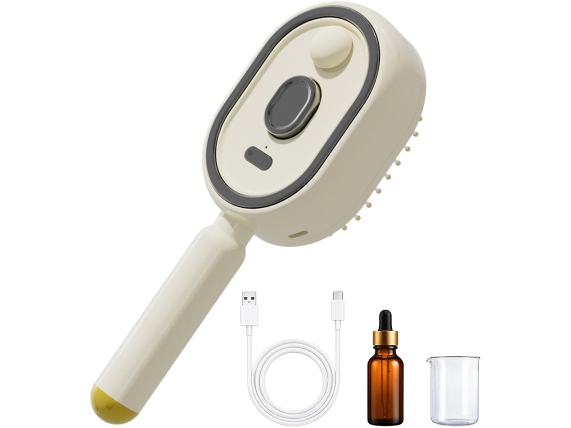 Escova A Vapor Para Cabelo – Pente Portátil Recarregável Com Almofada De Ar E Luz Vermelha, Escova A Vapor