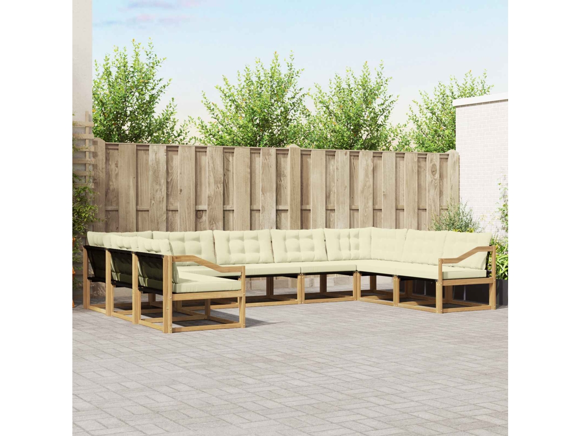 Vidaxl Conjunto De Sofás Para Exterior 9 Unid. Branco E Creme