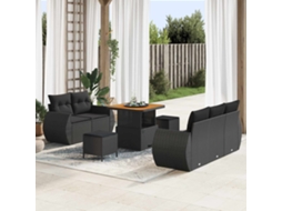 Vidaxl Conjunto De Sofá De Jardim 8 Unid. Preto Vime Pe