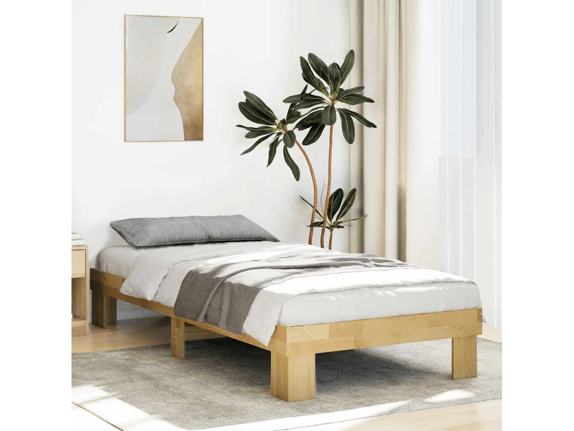 Vidaxl Estrutura De Cama Sem Colchão 75x190 Cm Carvalho De Maciça