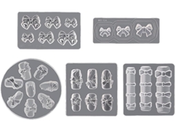 Conjunto De 5 Moldes De Silicone Para Manicure, Decorações De Unhas Em Formato De Laço