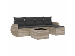Conjunto de 6 Sofás Jardim com Almofadões Vime Pe Cinzento Claro MAISON EXCLUSIVE (80x200 cm)