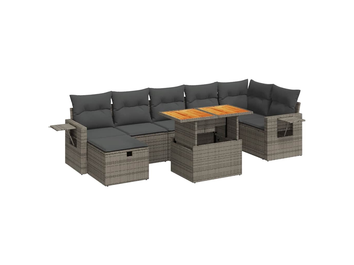 Conjunto Sofás de Jardim 5 Pcs com Almofadões Acácia e Vime Pe MAISON EXCLUSIVE (5 pcs)