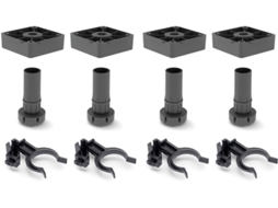 Kit de pés Niveladores Bone com base quadrada para móveis EMUCA altura 100mm regulável 98-140mm Plástico Preto