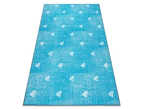 Tapete Para Crianças Hearts Jeans, Vintage Corações - Turquês (200 x 600 cm)
