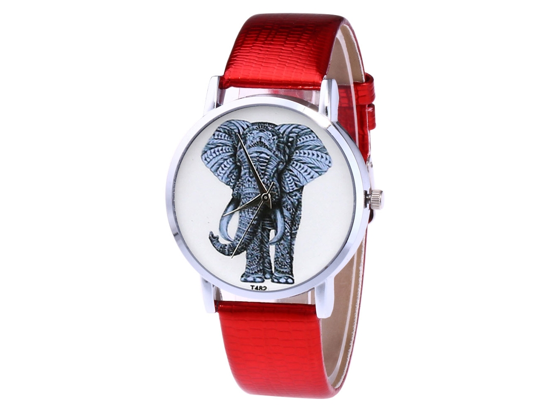 Relógio de pulso Zhoulianfa Fashion Quartz com pulseira de couro PU (vermelho) unissex
