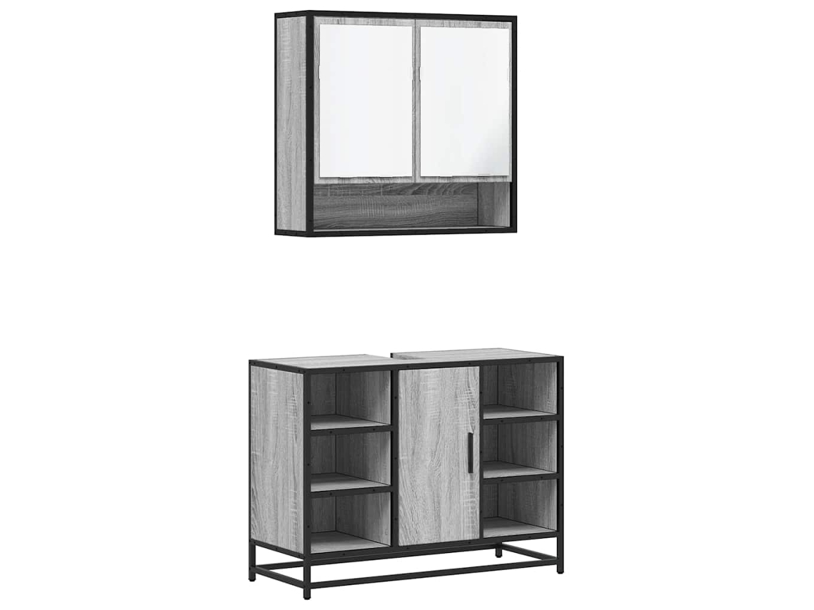 Bathroom Furniture Set, Bathroom Furniture Sets Vidaxl Cinzeto Madeira Processada (n/a)