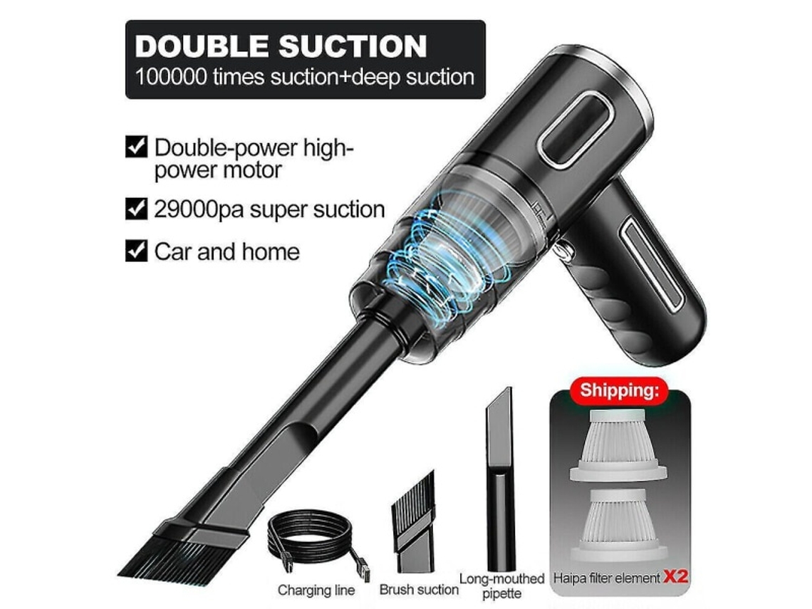 Lurelia Aspirador Portátil Sem Fio Para Carro E Casa 29000pa, 120w, 2000mah Carregamento Usb